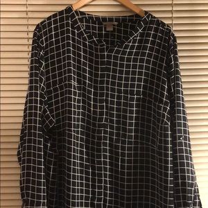 H and M black and white geometric long shirt